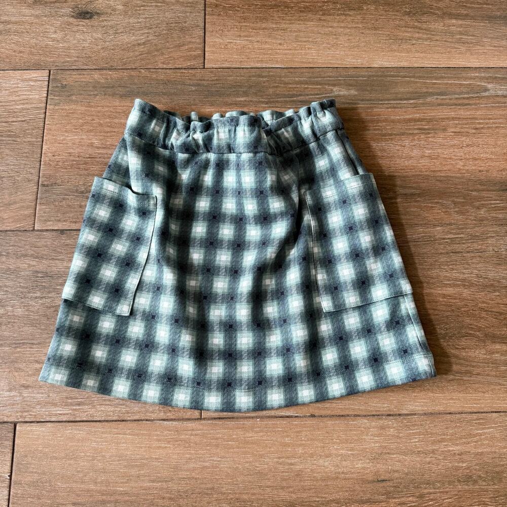 Copper Key Green and White Plaid Front Pockets Mini Skirt Junior Womens L